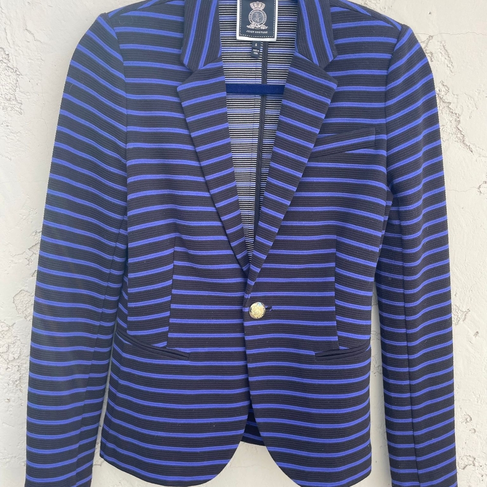 Striped Blue and Black Women's Blazer